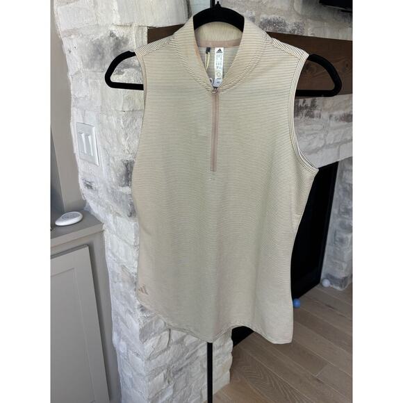 Adidas Women's Wonder Taupe Two Color Ottoman Sleeveless Golf Polo Size S - Picture 2 of 6
